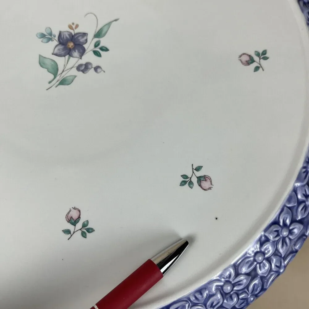 HTF PFALTZGRAFF April Embrossed‎ Floral Pedestal Cake Plate Stand 12
